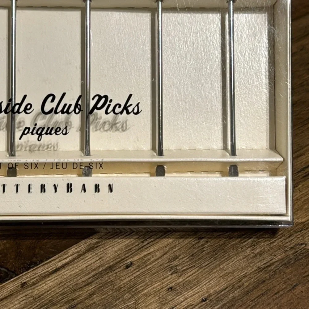 💥NWT Pottery Barn PB VTG 2002 Fireside Club Picks Set of 6 in Box Cocktail Party